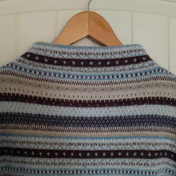 Ann Taylor Sparkle Fair Isle Funnel Neck Sweater Blue Size XS - Picture 5 of 12